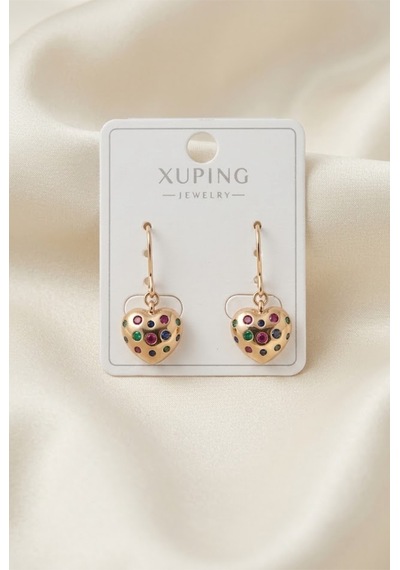 Xuping 14k Gold Rengi Kuyumcu İsçiligi Modern Tasarim Tas Detay Kararmaz Kadin Halka Küpe Krem - 926433105 Krem