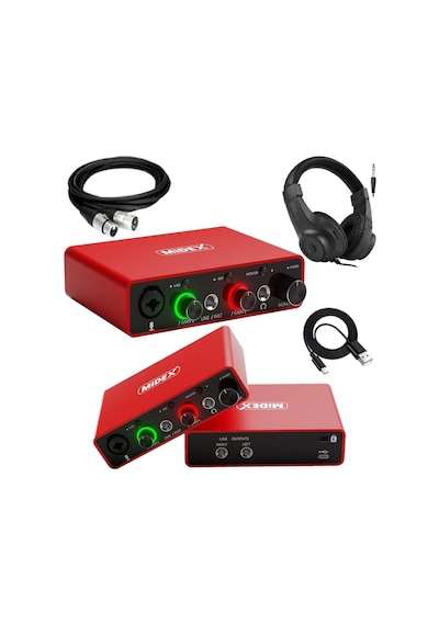 Midex Glx 700rd H Üst Segment Usb Stüdyo Ses Kartı 2 Giriş 2 Çıkış 24bit/192khz Kulaklık Ve Kablo Dahil