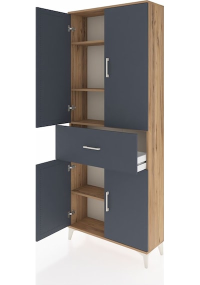 Arges Dolap 4 Raflı Tek Çekmeceli 4 Kapaklı 88x30x221 Çam-ant... Çam