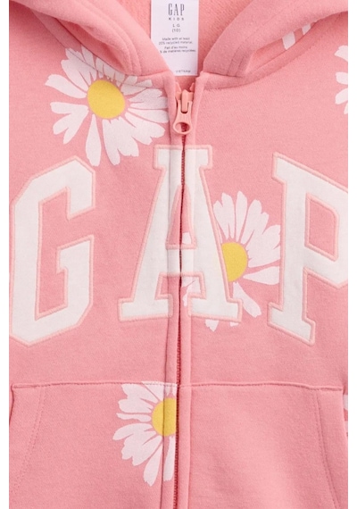 Gap Kız Çocuk Relaxed Logo Fransız Havlu Kumaş Fermuarlı Pembe Sweatshirt-13567 Pembe