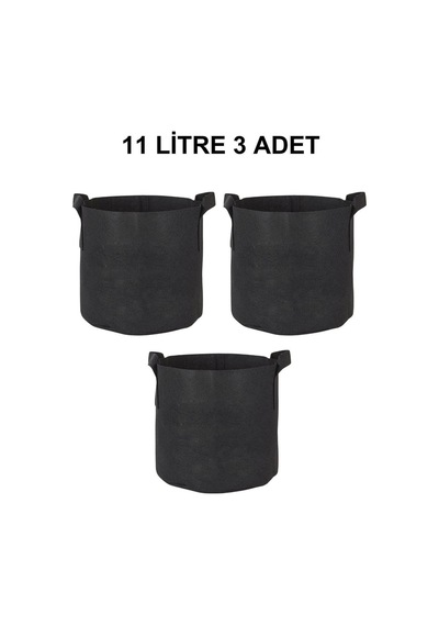 Grow Wizard Kumaş Saksı Pot 11 Litre 3 Adet