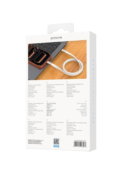 Proove Airline Type-c To Type-c 240w Ultra Hızlı Şarj Ve Veri Kablosu 1.5m Apple Uyumlu MacBook Laptop Uyumlu