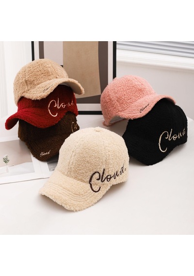 Valkyrie Peluş Şapka Kadın Erkek Unisex Kışlık Şapka Cloud Nakışlı Ayarlanabilir Bej Teddy Şapka Beyaz Beyaz
