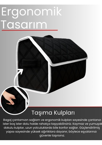 Araç Bagaj Düzenleyici Organizer Tay Tüyü Kaymaz Cırt Bantlı Geniş Hacimli Çanta A8