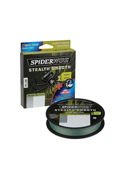 Spider Wire 8 Braid & Fluorocarbon Duo Spool System 150 & 45m Moss Green/clear 0.19 & 0.45mm