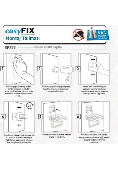 Geseus Home Yapışkanlı Yedekli Tuvalet Kağıtlık Ef275