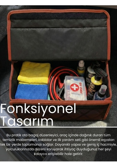 Araç Bagaj Düzenleyici Organizer Tay Tüyü Kaymaz Cırt Bantlı Geniş Hacimli Çanta A4
