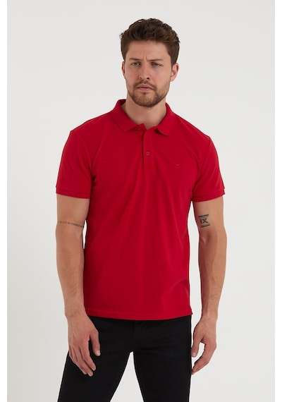 Erkek Regular Fit Polo Yaka 3lü T-shirt Kırmızı-gri-siyah Beyaz