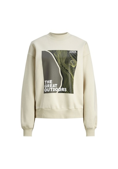 Jack & Jones Jjxx Bisiklet Yaka Rahat Kesim Kırık Beyaz Kadın Sweatshirt 12241324 001
