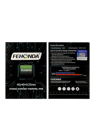 Fehonda Pcm8990 40x40x0,25 Mm 8,5 W/mk Ptm Faz Değişimli Termal Ped Macun 40x40x0,25 Mm