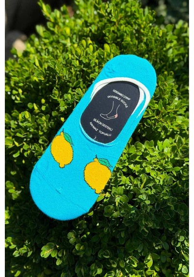 Lousocks Unisex 7'li Yiyecek Desenli Kaymaz Silikon Topuklu Görünmez Babet Çorap Çok Renkli