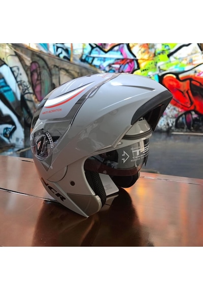 Ncr-158 Çene Açılır Gözlüklü Ece Belgeli Kask Nardo Gri