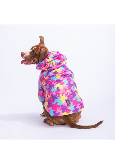 Pawstar Rosea Camouflage Fileli Orta ve Büyük Irk Köpek Montu Yağmurluk