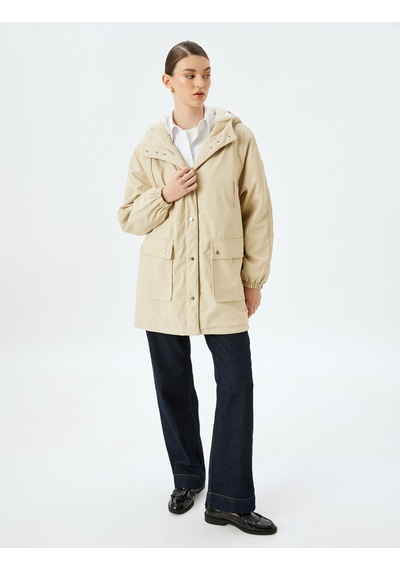 Koton Cepli Çıt Çıt Düğme Kapamalı Cepli İçi Peluş Astarlı Kapüşonlu Oversize Suni Deri Parka Bej 5wak00125ew Ekru Koton Cepli Çıt Çıt Düğme Kapamalı Cepli İçi Peluş Astarlı Kapüşonlu Oversize Suni Deri Parka Bej 5wak00125ew Ekru