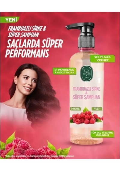 Eyüp Sabri Tuncer 3'lü 100 Ml Frambuazlı Sirke Süper Şampuan, 3'lü 100 Ml Sirke Saç Toniği Tüm Saçlar