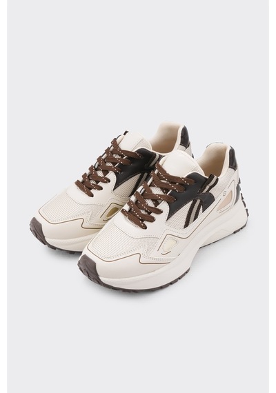 Derinet Yüksek Taban Kadın Sneaker Bej Kahve Bej Kahve