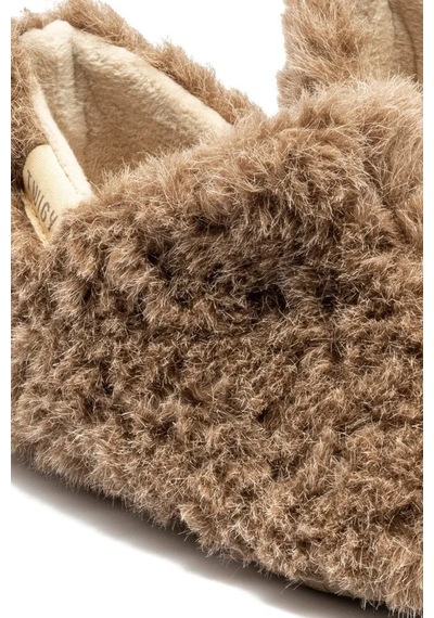 Twigy Freya Peluş Kadın Ev Botu Koyu Bej 37/41 Kahverengi