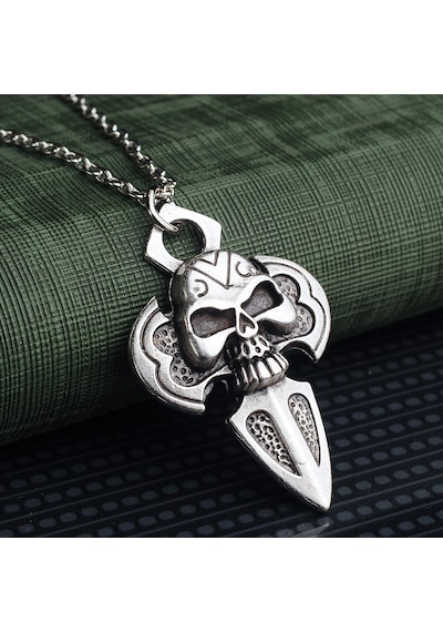 Skull Head Ok Ucu Kuru Kafalı Erkek Kolye Takı Aksesuar K24 T5