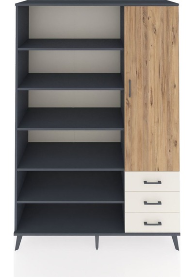 Hyperion Dolap 9 Raflı 3 Çekmeceli Tek Kapaklı 132x44x195 Antrasit-çam/aytaşı Atlas Çam/aytası Hyperion Dolap 9 Raflı 3 Çekmeceli Tek Kapaklı 132x44x195 Antrasit-çam/aytaşı Atlas Çam/aytası