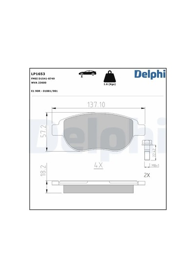 Fiat Doblo On Fren Balatasi 1.4 2006-2010 Delphı Lp1653