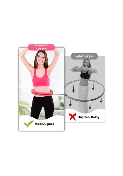 Ayarlanabilir Akıllı Hula Hoop Bel İnceletme Egzersiz Çemberi Kırmızı 24 Parça Fitness