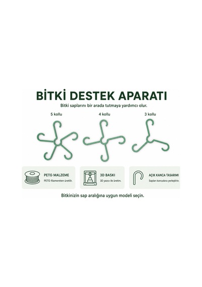 Bitki Gövde Destek Ve Sabitleme Klipsi Büyük Boy Dikey Büyüme İçin Pratik & Bitki Tutucu Büyük Boy 3lü Set