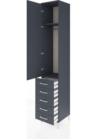 Hyperion Dolap 2 Raflı 5 Çekmeceli Tek Askılı 44x44x243 Antrasit-antrasit Antrasit