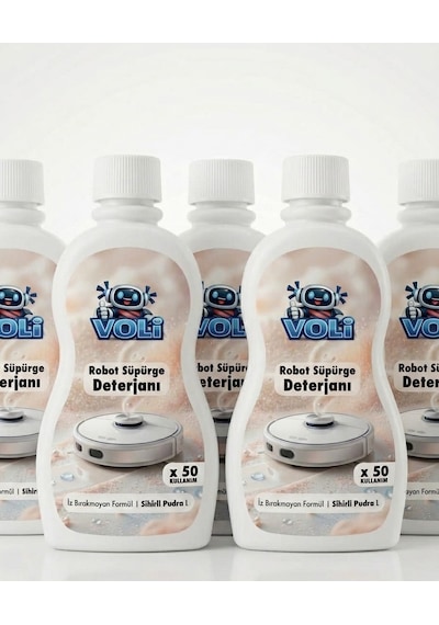Pudra Kokusu 5 Adet Toplu Avantaj Paket Robot Süpürge Deterjanı Yüzey Temizleme Mop Solüsyonu 5x500 Ml 2'li Set