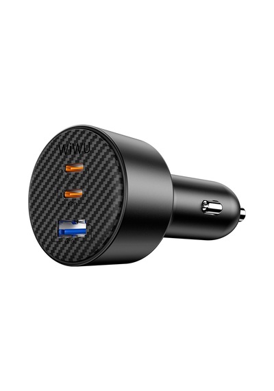 Wiwu Wi-cc026 Hızlı Şarj Özellikli Pd Type-c + Usb-a Portlu Aramid Fiber Araç Şarj Aleti 200w Siyah
