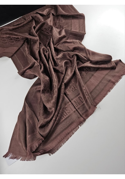 Cd Desen Kaşmir İpek Şal Silk Scarfs Hijab İthal Ürün Acı kahve
