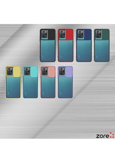Noktaks - Poco X3 Gt Uyumlu - Kılıf Slayt Sürgülü Arkası Buzlu Lensi Kapak - Sarı Sarı