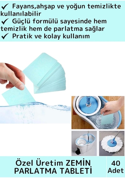 Wintoup Fayans Ahşap Parçalanabilir Pratik Zemin Parlatma Temizleme Tableti 40'lı
