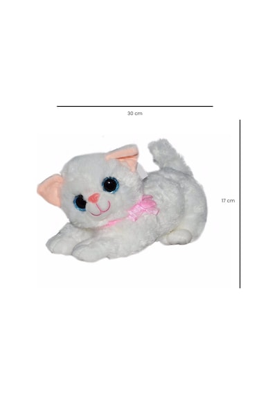 Sesli Peluş Kedi 30 Cm - 1609032 - Beyaz Beyaz