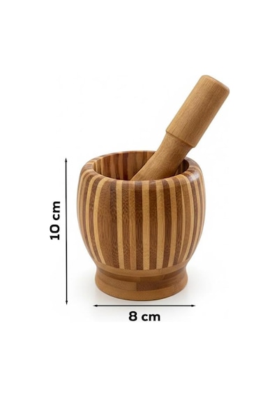 Porsima Pbt-409 Doğal Bambu Havan - Sarımsak Döveceği Ahşap Sarımsak Ezici Havan Döveç Diğer