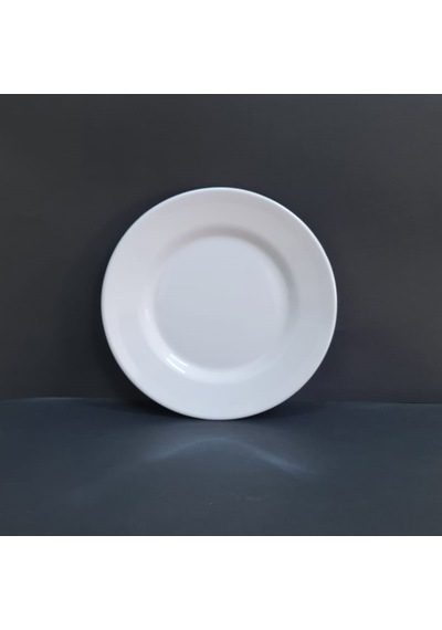 6 Adet Kırılmaz Melamin Çizgi Tatlı & Yemek Servis Tabağı 25 Cm - Beyaz Beyaz
