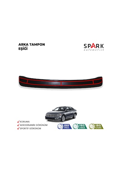 Volkswagen Passat 2015- Yılı Ve Sonrası Uyumlu Arka Tampon Eşiği Parlak Siyah