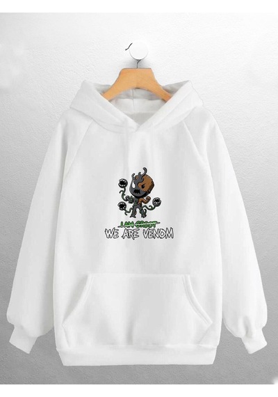Macklin Unisex Kadın Erkek Venom Groot Baskılı Sweatshirt Beyaz Mck0795 Beyaz