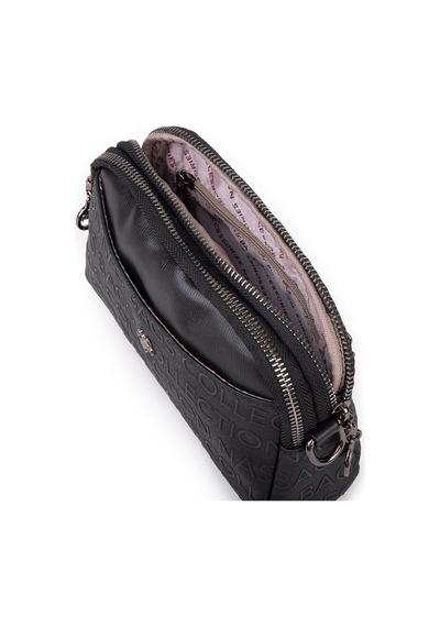 Nas Bag Kadın Mini Şık Çapraz Çanta Siyah Gofraj