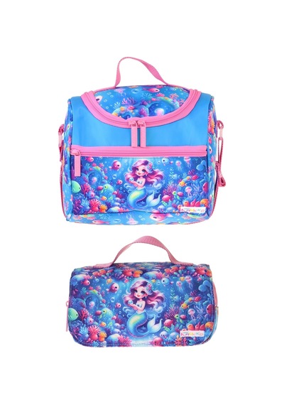 Kaukko Kids Kız Çocuk Mercan Ve Denizkızı Baskılı Pembe - Mavi Thermo Beslenme Çantası Ve Kalemlik Seti - Setkk-l5324 Kaukko Kids Kız Çocuk Mercan Ve Denizkızı Baskılı Pembe - Mavi Thermo Beslenme Çantası Ve Kalemlik Seti - Setkk-l5324