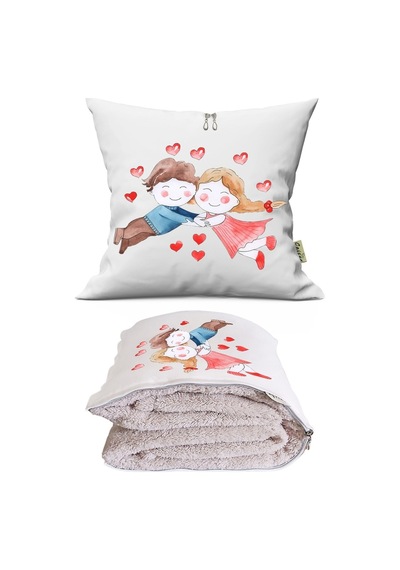 Love 6 Baskılı Dekoratif Yastık Kırlent Opsiyonel Battaniye 2 İn 1 Çok Renkli