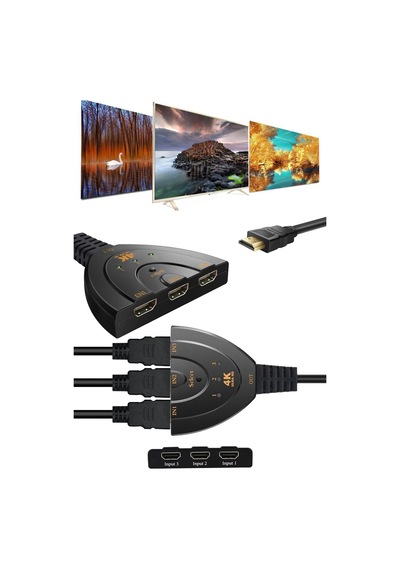 3in1 Hdmı To Hdmı Switch Pigtail Kablolu 4k Ultra Hd 2160p Hdsw1ın3