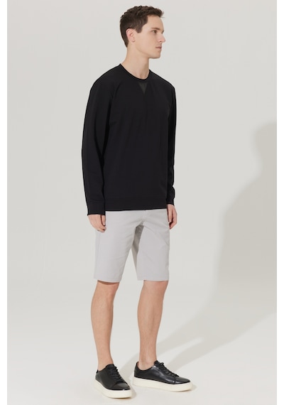 AC&Co / Altınyıldız Classics Erkek Siyah Standart Fit Normal Kesim Bisiklet Yaka Sweatshirt Siyah