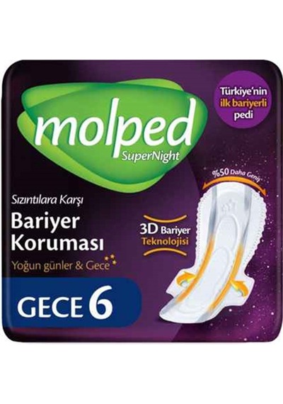 Molped Supernight Hijyenik Ped Gece 6'lı