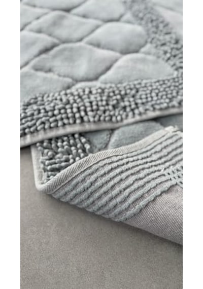 Pamukkent Süper Emici 2'li%100 Pamuk Ultra Lüks Banyo Paspası Seti 60x100 Cm Ve 50x60 Cm Antrasit 2li