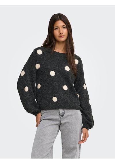 Only Onlrıca Ls Detaıl O-neck Gri Kadın Kazak 15375856