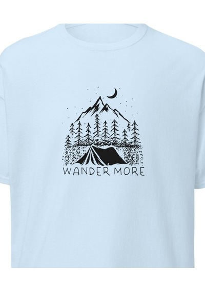 Wildstyle Wander More Gezgin Dağ Kamp Çadır Doğa Baskılı Unisex Pamuklu Tişört Bebek Mavisi