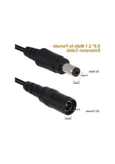 Uzatma Kablosu, 3 Metre Ve 5.5mm X 2.1mm Dişi-erkek Bağlantı 0.1 M