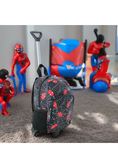 Çocuk Anaokulu Kreş Çekcekli Çanta 2 Bölmeli Suluklu Spiderman