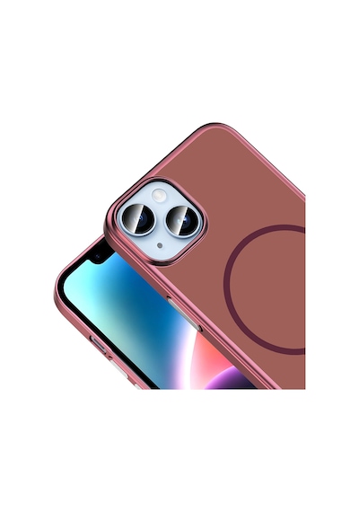 Apple iPhone Uyumlu 15 Kılıf M-safe Şarj Özellikli Zore Lora Pc Kapak - Mürdüm