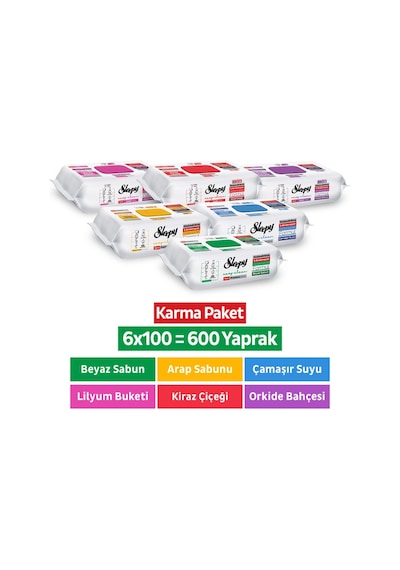 Sleepy Easy Clean Premium + Çiçek Serisi Yüzey Temizlik Havlusu Mendili 6x100 Karma Paket